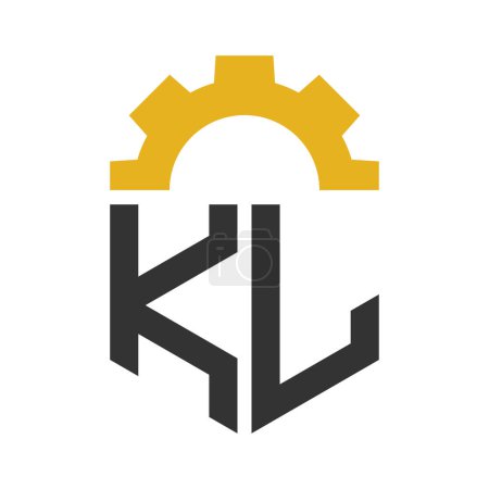 Diseño del logotipo del engranaje de la letra KL para el centro de servicio, reparación, fábrica, negocio industrial, digital y mecánico