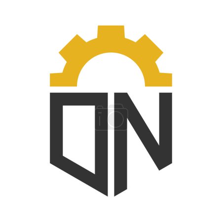 Buchstabe DN Gear Logo Design für Service Center, Reparatur, Fabrik, Industrie, Digital und Maschinenbau