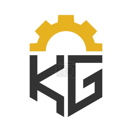 Letter KG Gear Logo Design for Service Center, Repair, Factory, Industrial, Digital and Mechanical Business