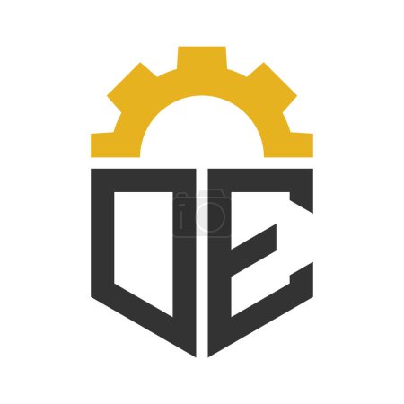 Letter DE Gear Logo Design for Service Center, Repair, Factory, Industrial, Digital and Mechanical Business