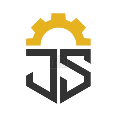 Lettre Conception de logo de vitesse de JS pour le centre de service, réparation, usine, affaires industrielles, numériques et mécaniques