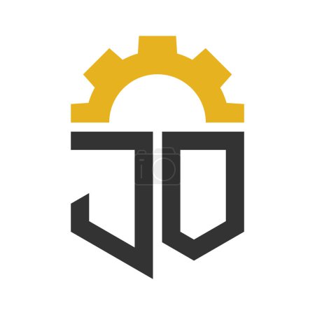 Brief JO Gear Logo Design für Service Center, Reparatur, Fabrik, Industrie, Digital und Maschinenbau