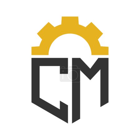 Letter CM Gear Logo Design for Service Center, Repair, Factory, Industrial, Digital and Mechanical Business