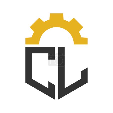Lettre CL Gear Logo Design pour centre de service, réparation, usine, entreprise industrielle, numérique et mécanique