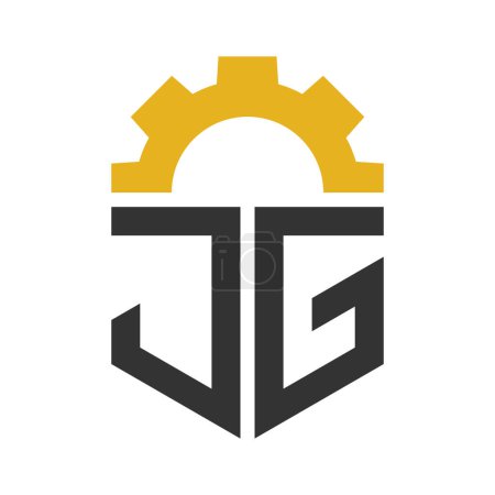 Letra Diseño del logotipo del engranaje JG para el centro de servicio, reparación, fábrica, negocio industrial, digital y mecánico
