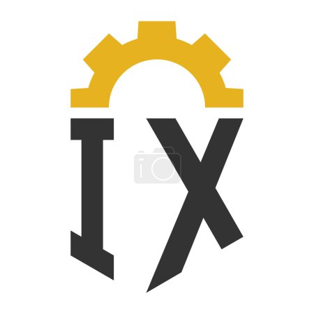 Letter IX Gear Logo Design for Service Center, Repair, Factory, Industrial, Digital and Mechanical Business