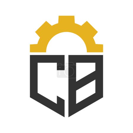 Brief CB Gear Logo Design für Service Center, Reparatur, Fabrik, Industrie, Digital und Mechanik