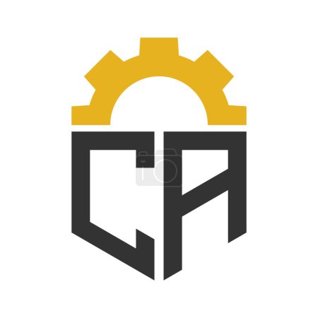 Letter CA Gear Logo Design for Service Center, Repair, Factory, Industrial, Digital and Mechanical Business