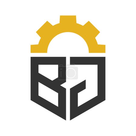 Brief BJ Gear Logo Design für Service Center, Reparatur, Fabrik, Industrie, Digital und Mechanik
