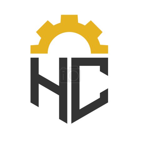 Letter HC Gear Logo Design for Service Center, Repair, Factory, Industrial, Digital and Mechanical Business
