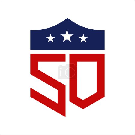 Patriotische SO Logo Design. Brief SO Patriotic American Logo Design für politische Kampagne und jedes Ereignis in den USA.