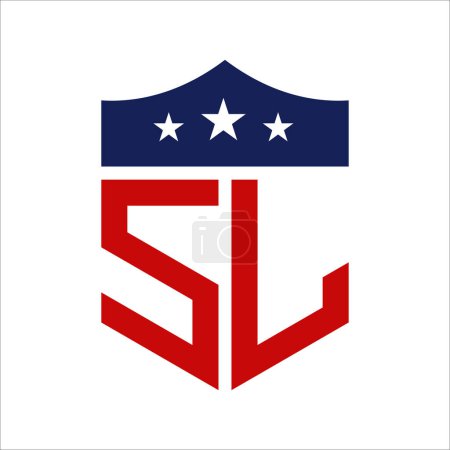 Diseño de Logo de Patriotic SL. Letra SL Patriotic American Logo Design for Political Campaign and any USA Event.