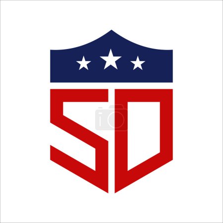 Conception patriotique du logo SD. Lettre SD Patriotic American Logo Design for Political Campaign and any USA Event.