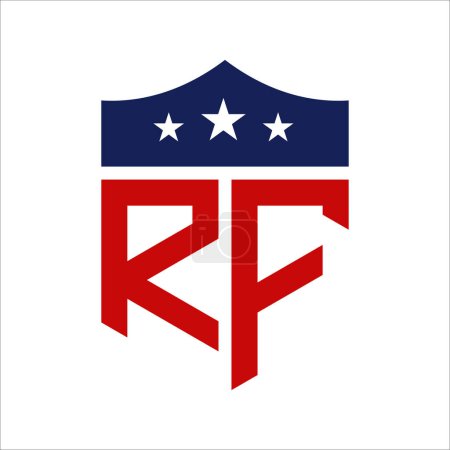 Diseño patriótico del logotipo de RF. Carta RF Patriotic American Logo Design para la Campaña Política y cualquier Evento de EE.UU..