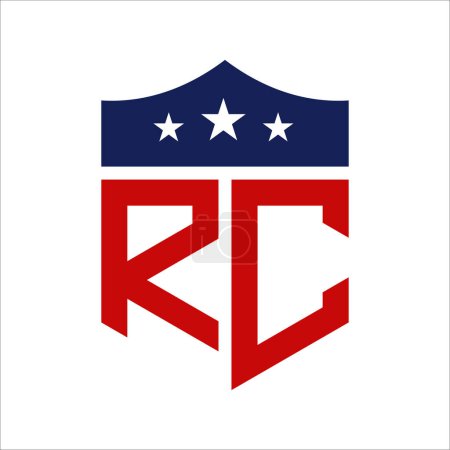 Diseño patriótico del logotipo de RC. Carta RC Patriotic American Logo Design para la Campaña Política y cualquier Evento de EE.UU..