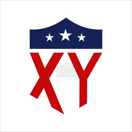Patriotic XY Logo Design. Letter XY Patriotic American Logo Design for Political Campaign and any USA Event.