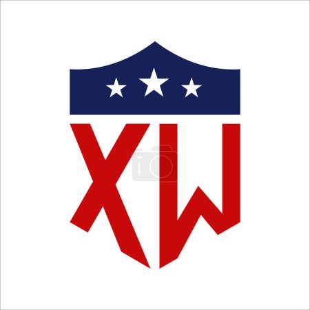 Patriotic XW Logo Design. Letter XW Patriotic American Logo Design for Political Campaign and any USA Event.