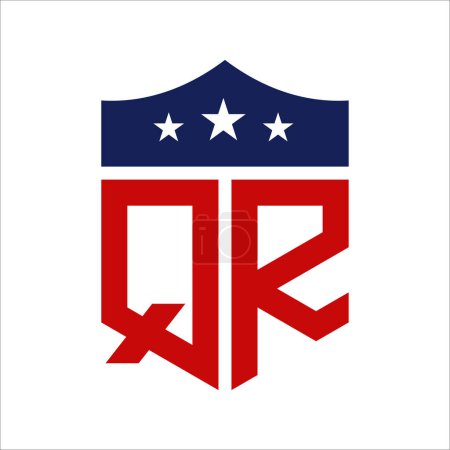 Patriotic QR Logo Design. Letter QR Patriotic American Logo Design for Political Campaign and any USA Event.