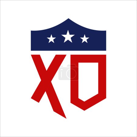 Patriotic XO Logo Design. Letter XO Patriotic American Logo Design for Political Campaign and any USA Event.
