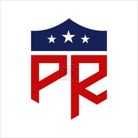 Patriotisches PR-Logo-Design. Brief PR Patriotisches amerikanisches Logo Design für politische Kampagne und jedes Ereignis in den USA.