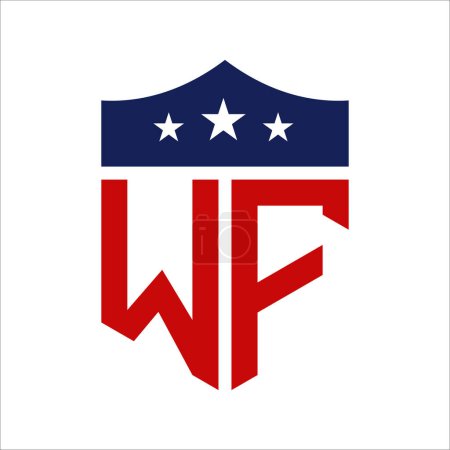 Patriotic WF Logo Design. Letter WF Patriotic American Logo Design for Political Campaign and any USA Event.