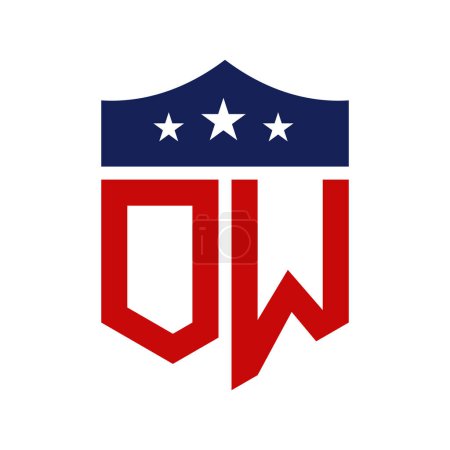 Patriotisches OW Logo Design. Brief OW Patriotic American Logo Design für politische Kampagne und jedes Ereignis in den USA.