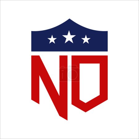 Patriotique NO Logo Design. Lettre NO Patriotic American Logo Design for Political Campaign and any USA Event.