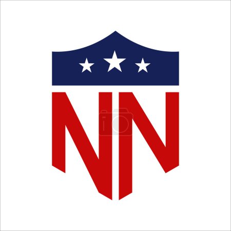 Conception patriotique de logo de NN. Lettre NN Patriotic American Logo Design for Political Campaign and any USA Event.