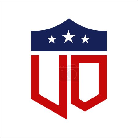 Diseño patriótico del logotipo de UO. Carta UO Patriotic American Logo Design for Political Campaign y cualquier evento de EE.UU..
