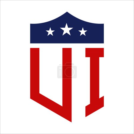 Diseño de Logo de IU patriótica. Carta UI Patriotic American Logo Design for Political Campaign y cualquier evento de EE.UU..