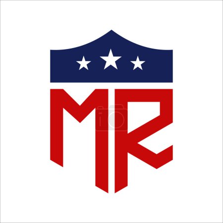 Patriotisches MR Logo Design. Brief MR Patriotisch-amerikanisches Logo-Design für politische Kampagne und jedes Ereignis in den USA.