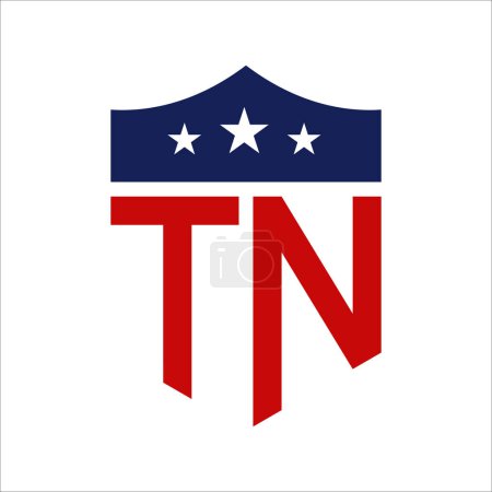 Diseño patriótico del logotipo de TN. Carta TN Patriotic American Logo Design for Political Campaign y cualquier evento de EE.UU..