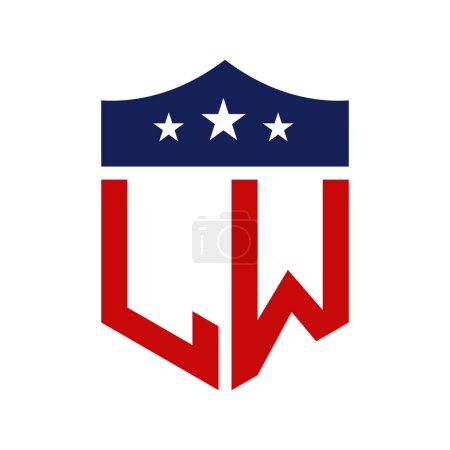 Conception patriotique du logo LW. Lettre LW Patriotic American Logo Design pour la campagne politique et tout événement aux États-Unis.