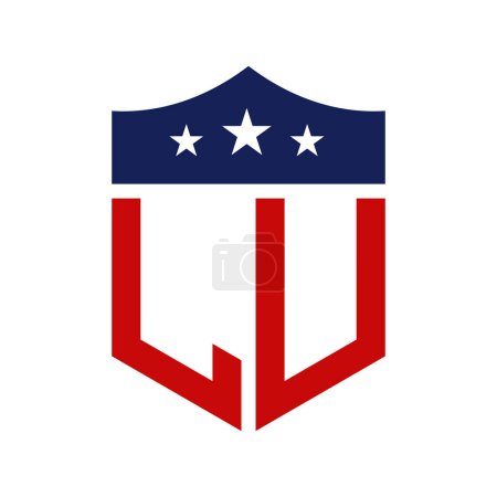 Patriotisches LU Logo Design. Brief LU Patriotic American Logo Design für politische Kampagne und jedes Ereignis in den USA.