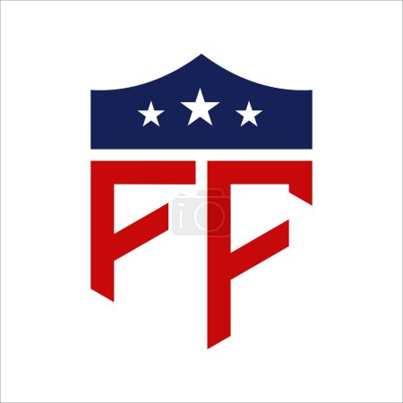 Diseño patriótico del logotipo de FF. Carta FF Patriotic American Logo Design para la Campaña Política y cualquier Evento de EE.UU..