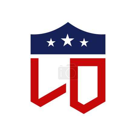 Patriotisches LO Logo Design. Brief LO Patriotic American Logo Design für politische Kampagne und jedes Ereignis in den USA.