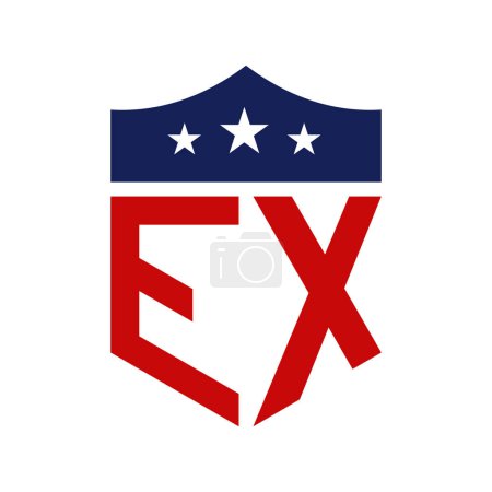 Patriotic EX Logo Design. Letter EX Patriotic American Logo Design for Political Campaign and any USA Event.