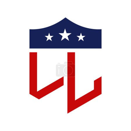 Conception patriotique LL Logo. Lettre LL Patriotic American Logo Design for Political Campaign et tout événement aux États-Unis.
