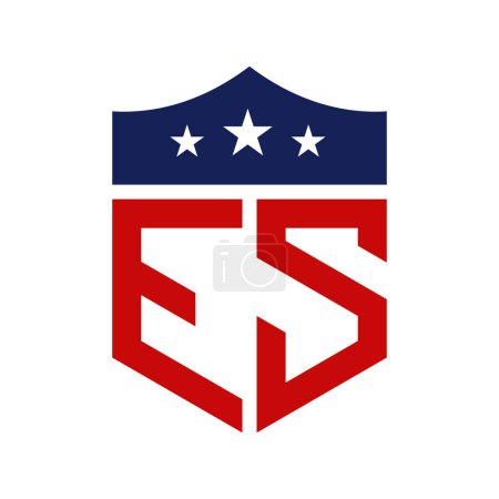 Conception patriotique du logo ES. Lettre ES Patriotic American Logo Design for Political Campaign and any USA Event.
