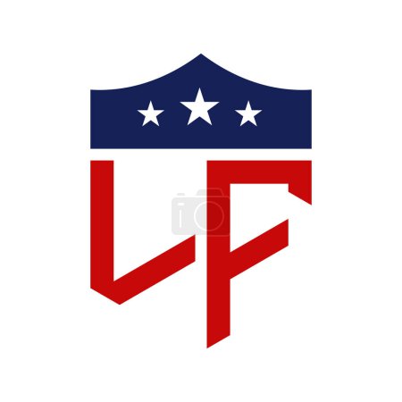 Diseño patriótico del logotipo de LF. Carta LF Patriotic American Logo Design for Political Campaign y cualquier evento de EE.UU..