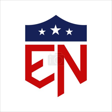Conception patriotique du logo EN. Lettre EN Patriotic American Logo Design for Political Campaign and any USA Event.