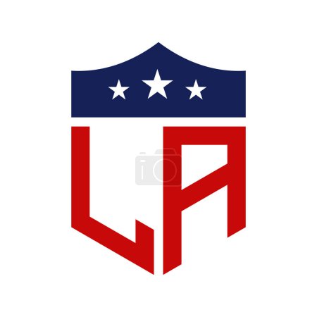 Patriotisches LA Logo Design. Letter LA Patriotic American Logo Design für politische Kampagne und jedes Ereignis in den USA.