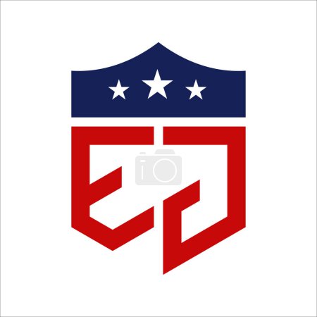 Conception patriotique du logo EJ. Lettre EJ Patriotic American Logo Design for Political Campaign and any USA Event.