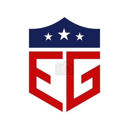 Diseño patriótico del logotipo de EG. Carta EG Patriotic American Logo Design para la Campaña Política y cualquier Evento de EE.UU..