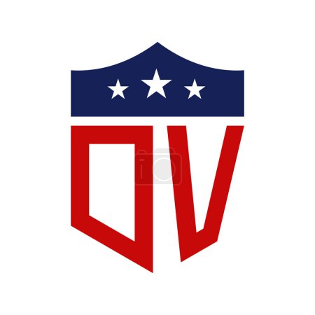 Patriotisches DV Logo Design. Letter DV Patriotic American Logo Design für politische Kampagne und jedes Ereignis in den USA.