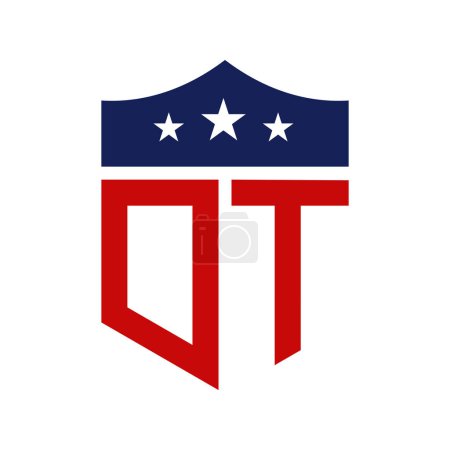 Diseño patriótico del logotipo de DT. Carta DT Patriotic American Logo Design para la Campaña Política y cualquier Evento de EE.UU..