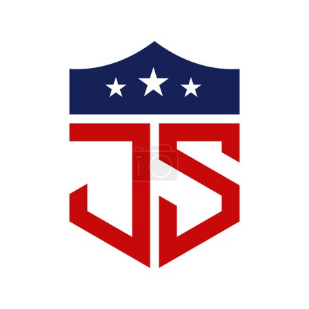 Conception patriotique du logo JS. Lettre JS Patriotic American Logo Design for Political Campaign and any USA Event.