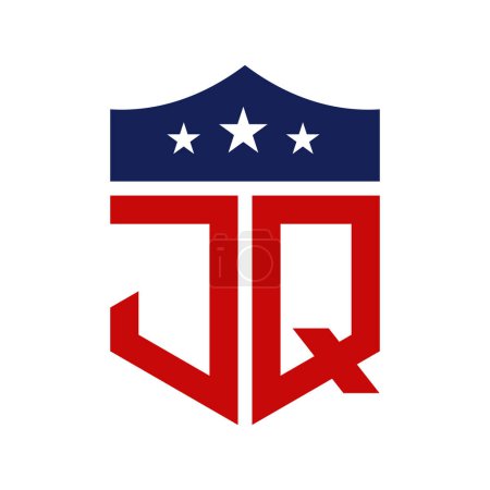 Conception patriotique du logo JQ. Lettre JQ Patriotic American Logo Design for Political Campaign and any USA Event.