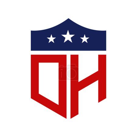 Patriotisches DH Logo Design. Brief DH Patriotic American Logo Design für politische Kampagne und jedes Ereignis in den USA.