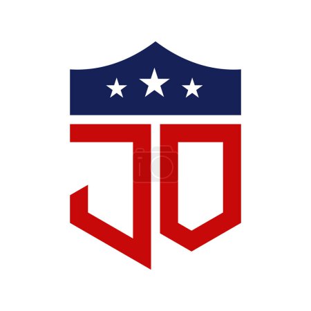 Patriotische JO Logo Design. Brief JO Patriotic American Logo Design für politische Kampagne und jedes Ereignis in den USA.